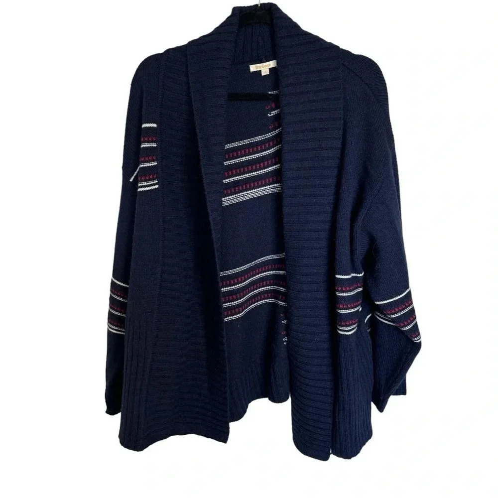 Barbour Striped Wool Blend Cardigan Sweater Size 12